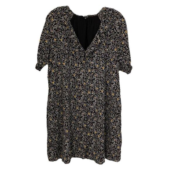 Madewell Ruffle Floral Print Button Front Trapeze Mini Dress | Size Small - Picture 5 of 9